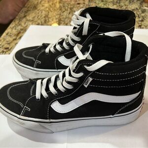 Vans Black and White High-Top Sneakers